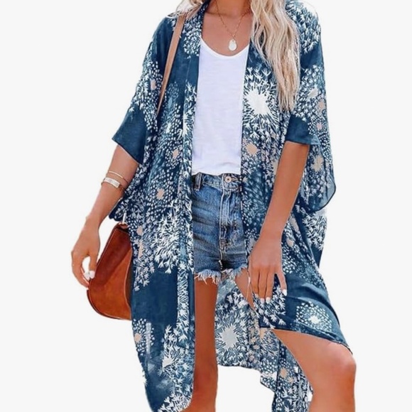 Chic gal Tops - 🔥HOST PICK 🔥NWT Boho Kimono Blue Dandelion Print